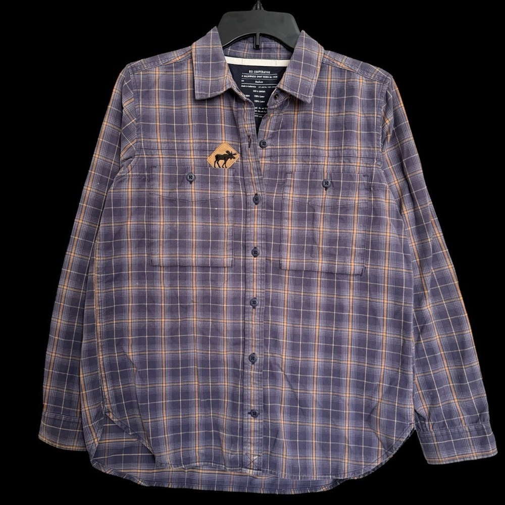 REI Co-op Plaid Flannel Button Up Shirt Size M Cabincore Granola Girl Outdoorsy
